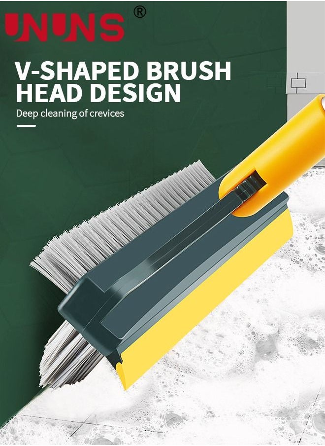UNUNS - Floor Scrub Brush,3 in 1 Magic Broom Brush Floor Brush Scrubber With Long Handle,Premium 180 Degree Rotating Removable Crevice Cleaning Brush With Squeegee And Hair Removal Clip - Image 1