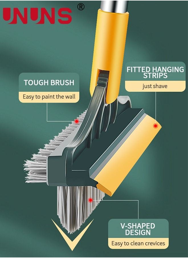 UNUNS - Floor Scrub Brush,3 in 1 Magic Broom Brush Floor Brush Scrubber With Long Handle,Premium 180 Degree Rotating Removable Crevice Cleaning Brush With Squeegee And Hair Removal Clip - Image 1