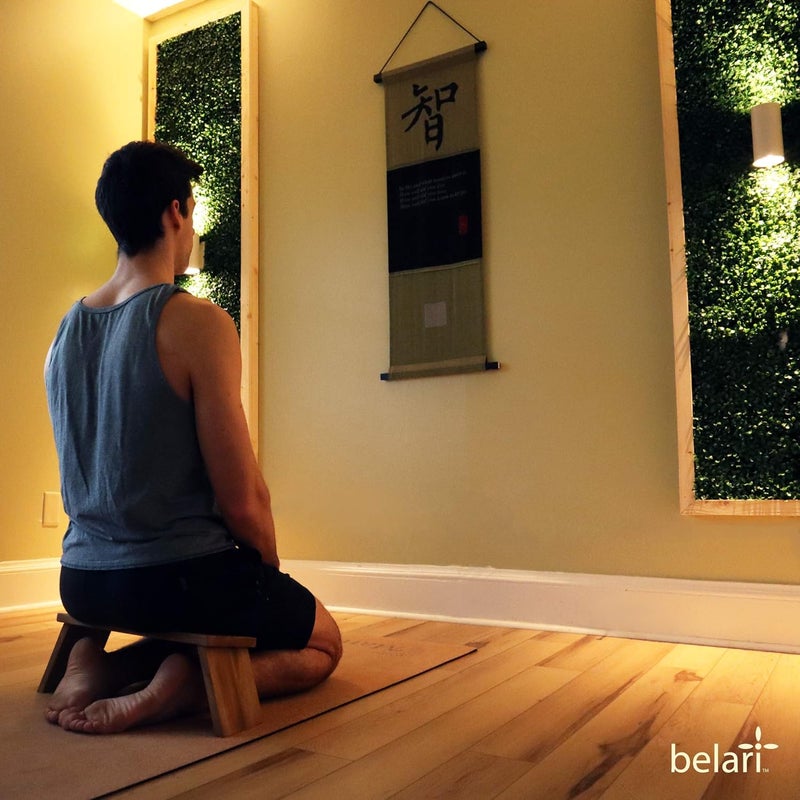 Belari Teak Meditation Bench - Meditation Seat - Meditation Stool - Kneeling Meditation Chair - Portable Folding Meditation Bench - Seiza Yoga Meditation Bench - Prayer Bench (Teak) - Image 2