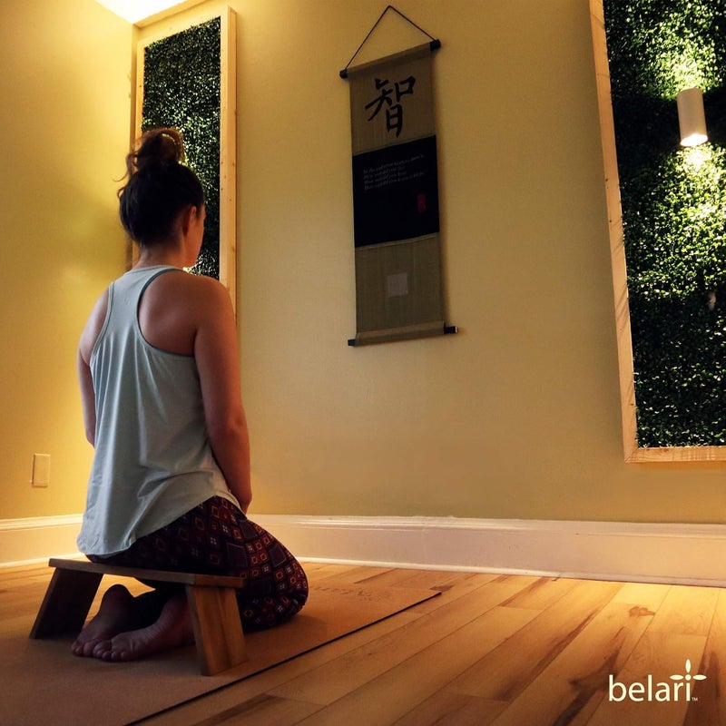 Belari Teak Meditation Bench - Meditation Seat - Meditation Stool - Kneeling Meditation Chair - Portable Folding Meditation Bench - Seiza Yoga Meditation Bench - Prayer Bench (Teak) - Image 5