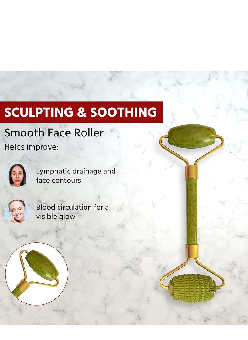 Plan A Jade Roller & Gua Sha Set with Derma Roller - Multifunctional Massage Tool for Face, Eye, Neck and Body, Natural Jade Stone, Helps Reduce Wrinkles, Dark Circles, Relax Muscles  - Image 2