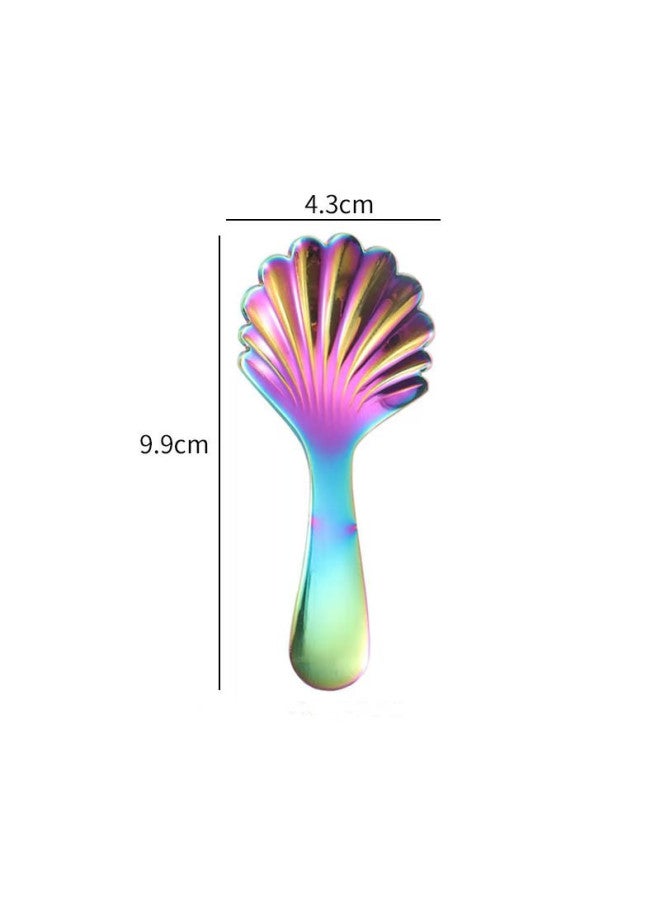 Stainless Steel Spoon Fork Creative Internet Celebrant Milk Powder Shell Spoon Short Handle Children's Spoon Fork Household Cake Dessert Spoon-Color:Symphony Shell Spoon - Image 1