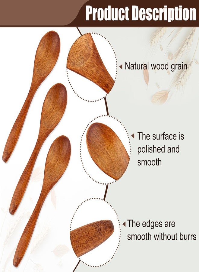 YOLCAR 6 Pack Small Wooden Spoons, 5.8 Inch Oval Spoons for Honey, Wood Table Spoons for Stirring Coffee and Tea - Image 5