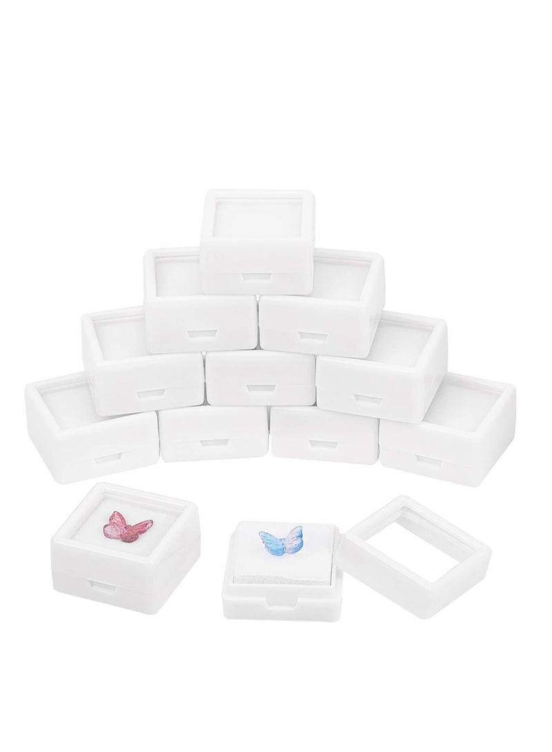 Luckam Mini Square Acrylic Jewelry Box 36 Pack White Gemstone Display Box Container with Clear Top Lids and Sponge for Festival Gems Coins Jewelry Packing - Image 1