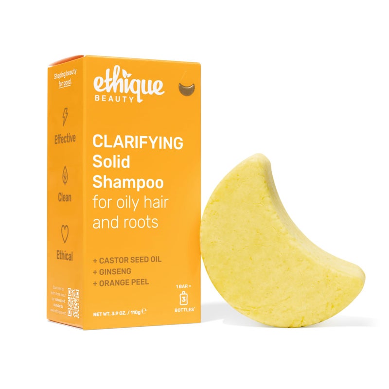 Ethique Clarifying Shampoo Bar for oily hair with Castor Oil - Plastic-Free, Vegan, Cruelty-Free, 3.88 oz - Formerly St. Clements - Image 1