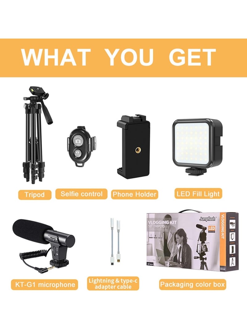 JAJEEK YouTube Vlogging Starter Kit – Complete Video Setup with HD Camera, Microphone, Tripod, LED Ring Light, and Accessories for Beginners and Content Creators  - Image 3
