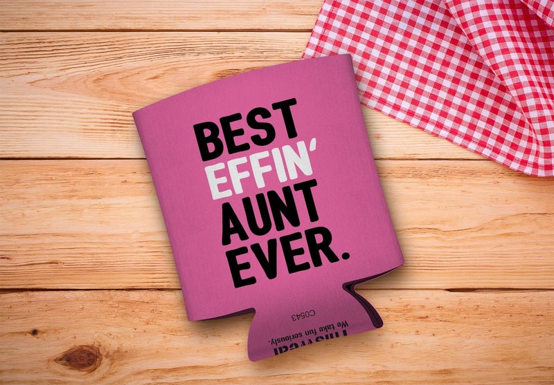 ThisWear Aunt Uncle Gifts Best Effin' Aunt and Uncle Ever Funny Aunt Uncle Announcement Aunt Uncle Gift Set 2 Pack Can Coolie Drink Coolers Coolies Blue & Pink - Image 5