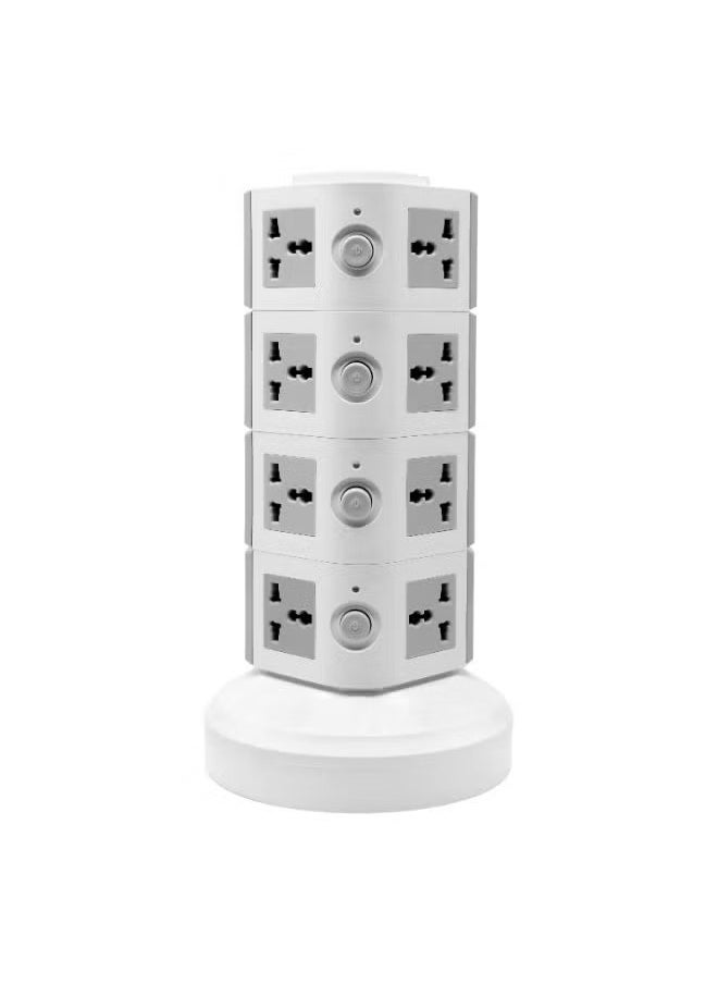 Generic 4-Layer Multi Pin Vertical Power Extension Socket Grey/White  - Image 2
