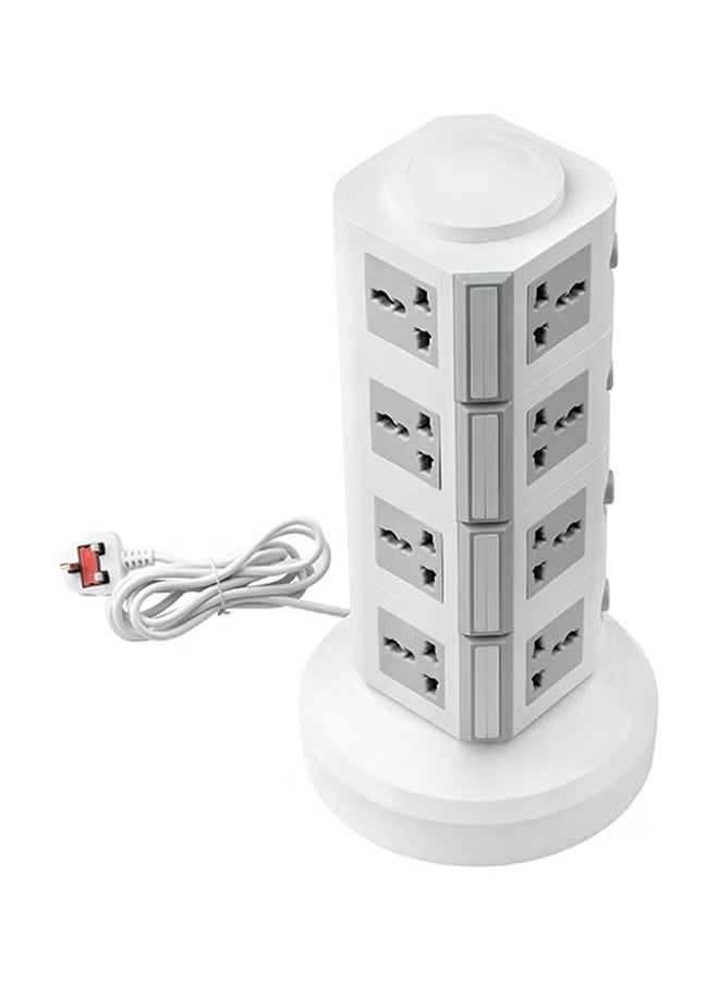 Generic 4-Layer Multi Pin Vertical Power Extension Socket Grey/White  - Image 1