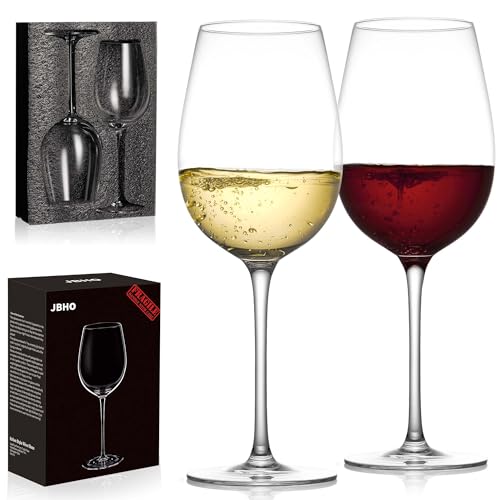 JBHO Crystal Wine Glasses - Hand Blown Red or White Wine Glasses -18 Ounce - Set of 2 - Lead-Free Premium Crystal - Long Stem Wine Glasses - Clear - Image 1