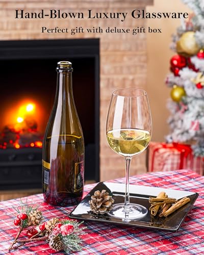 JBHO Crystal Wine Glasses - Hand Blown Red or White Wine Glasses -18 Ounce - Set of 2 - Lead-Free Premium Crystal - Long Stem Wine Glasses - Clear - Image 3