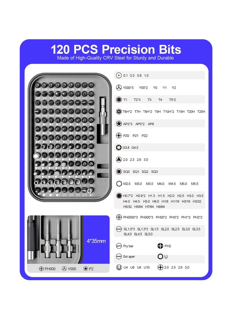 Arabest - Precision Screwdriver Set 130 in 1 Tool Kit with 120 Bits Magnetic Screwdriver Set 10 bit Tool Set Handy Repair Tool for Computer Phone Watch Camera Laptop - Image 1
