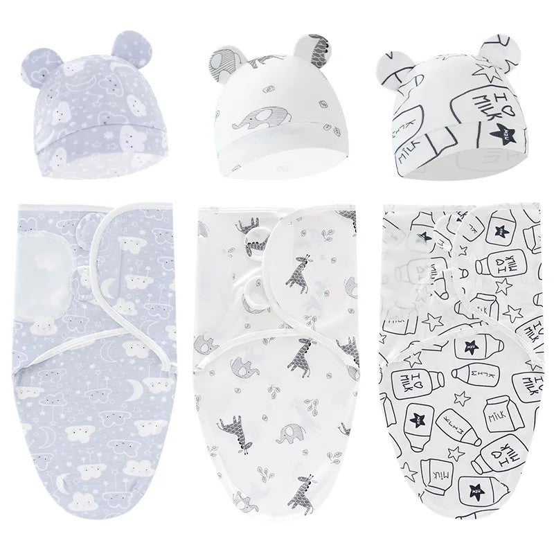 Bluejw 3pcs Baby Swaddle Sleep Sack Set - 100% Cotton Sleeping Bag Envelope Diaper Cocoon - Newborn Swaddlers Wrap - Image 5