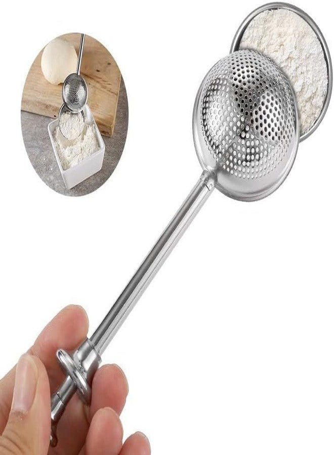 aoukoslt Silver 304 Stainless Steel Flour Powder Filter Spoon, Baker Dusting Wand For Sugar Flour Spices, Flour Sugar Powder Spoon Kitchen Tools Baking Sifters Baking Tools and Accessories, Baking Sifters - Image 4