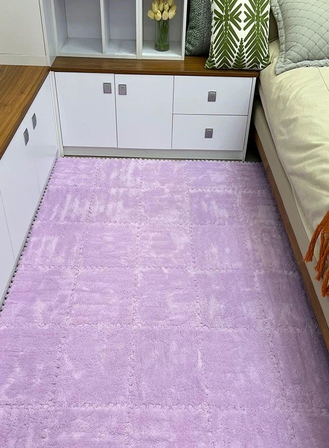HUIDUO 12 Pcs Kids Foam Interlocking Carpet Tiles with Border, Thick Carpet Squares Plush Floor Playmats Baby Crawling Rug - 49" x 37" (Purple, 12 Tiles) - Image 3