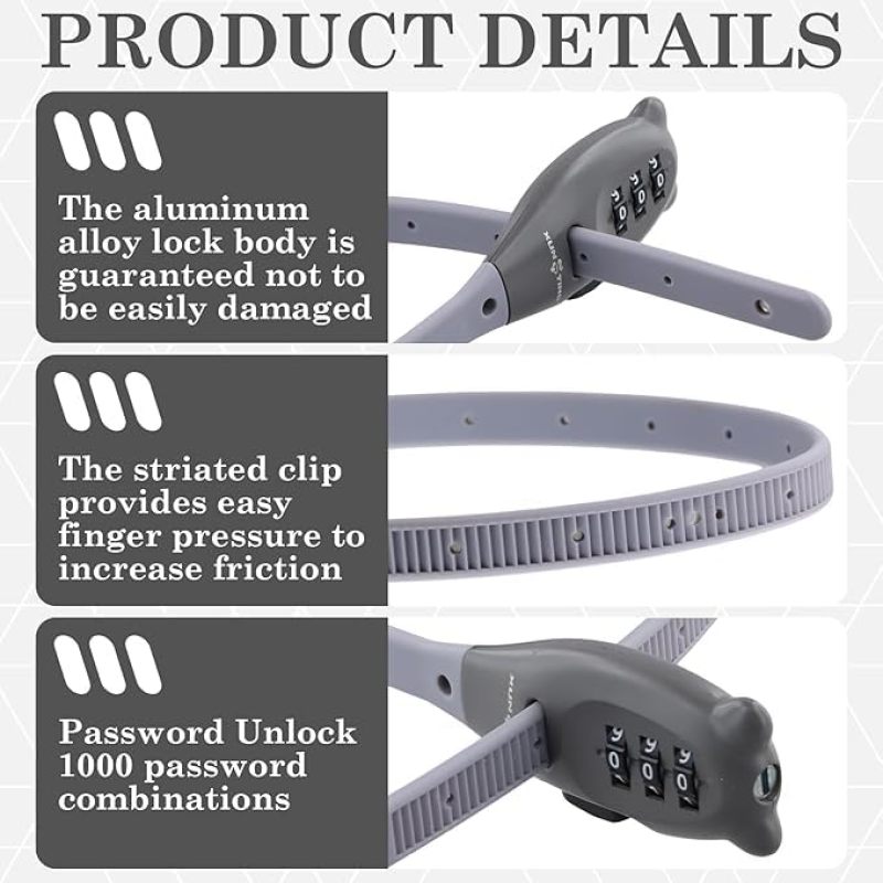 Zip Tie Lock 3-Digit Combination Lock Keyless Cable Lock - Resettable Lock with One-Pull Tightening for Bikes Luggage Cabinets - Image 3