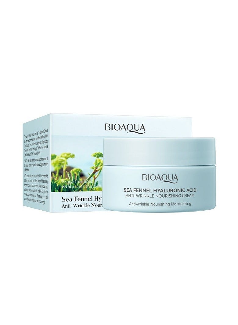 BIOAOUA sea fennel face cream, hyaluronic acid anti wrinkle face cream, deep moisturizing, firm skin, anti wrinkle repair face cream - Image 1
