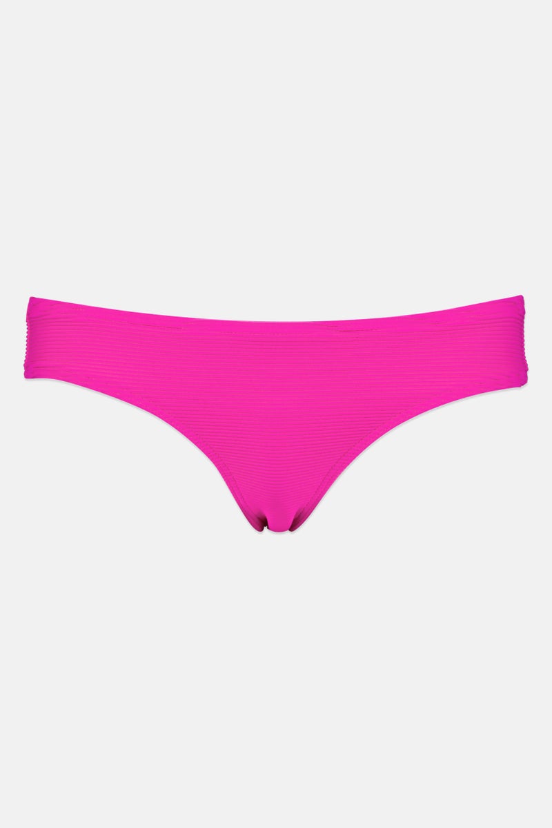 Billabong Women Ribbed Bikini Bottom, Dark Pink - Image 1