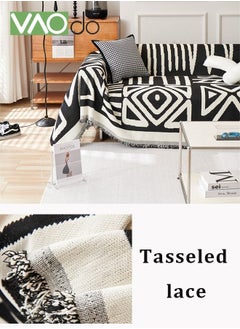 VAOdo Geometric Jacquard Sofa Cover for 3 Cushion Couch Soft Texture Washable Decorative Sofa Cloth Sofa Furniture Protective Cover with Tassel Sofa Slipcovers 180*300 CM  - Image 5