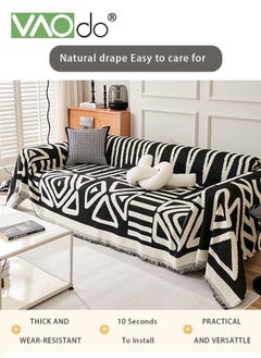 VAOdo Geometric Jacquard Sofa Cover for 3 Cushion Couch Soft Texture Washable Decorative Sofa Cloth Sofa Furniture Protective Cover with Tassel Sofa Slipcovers 180*300 CM  - Image 3