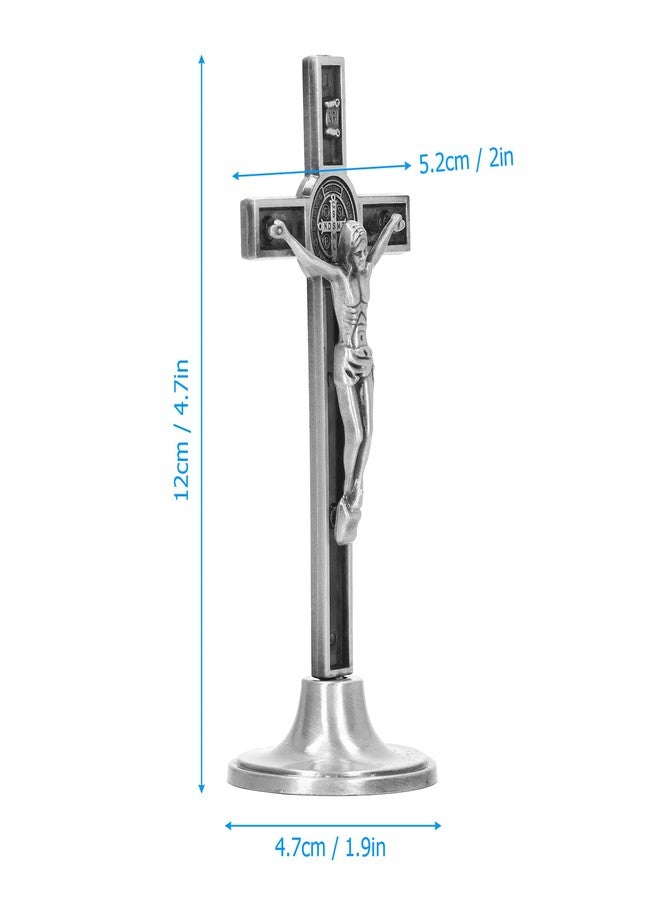 Zunate Catholic Crucifix With Stand, Zinc Alloy Metal Hand Made, Wall and Table Jesus Christ Statue Standing Crucifix, for Office Home (Silver) - Image 4