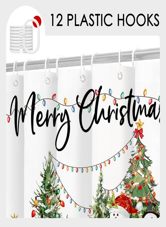 Mocsicka Merry Christmas Shower Curtain Cute Snowman Christmas Bathroom Decor Vintage Winter Shower Curtains for Bathroom Waterproof Washable Bathtub Decoration Set (White, 71x71inch) - Image 3