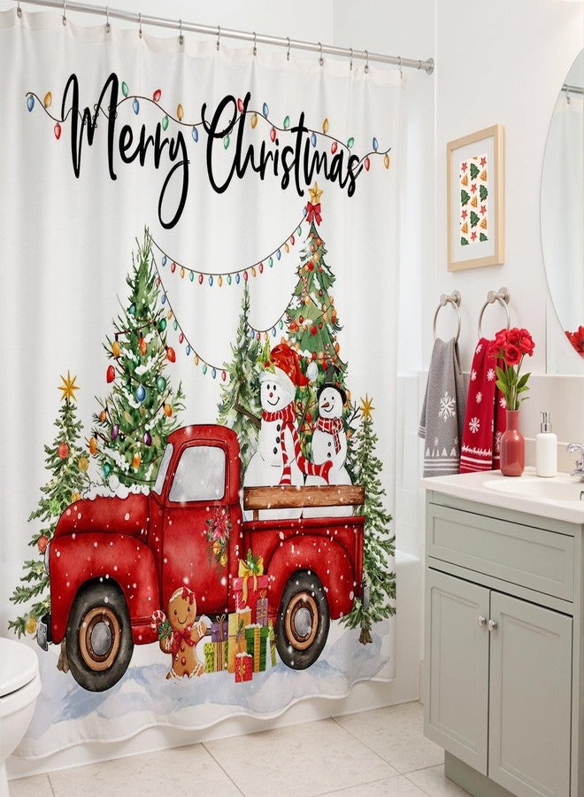 Mocsicka Merry Christmas Shower Curtain Cute Snowman Christmas Bathroom Decor Vintage Winter Shower Curtains for Bathroom Waterproof Washable Bathtub Decoration Set (White, 71x71inch) - Image 5