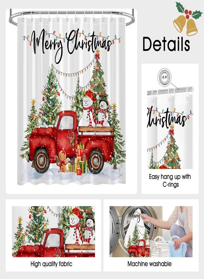 Mocsicka Merry Christmas Shower Curtain Cute Snowman Christmas Bathroom Decor Vintage Winter Shower Curtains for Bathroom Waterproof Washable Bathtub Decoration Set (White, 71x71inch) - Image 4