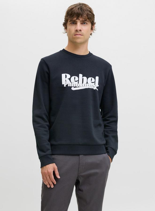 Rebel JREBRAKIM Slogan Print Round Neck Sweatshirt - Image 4
