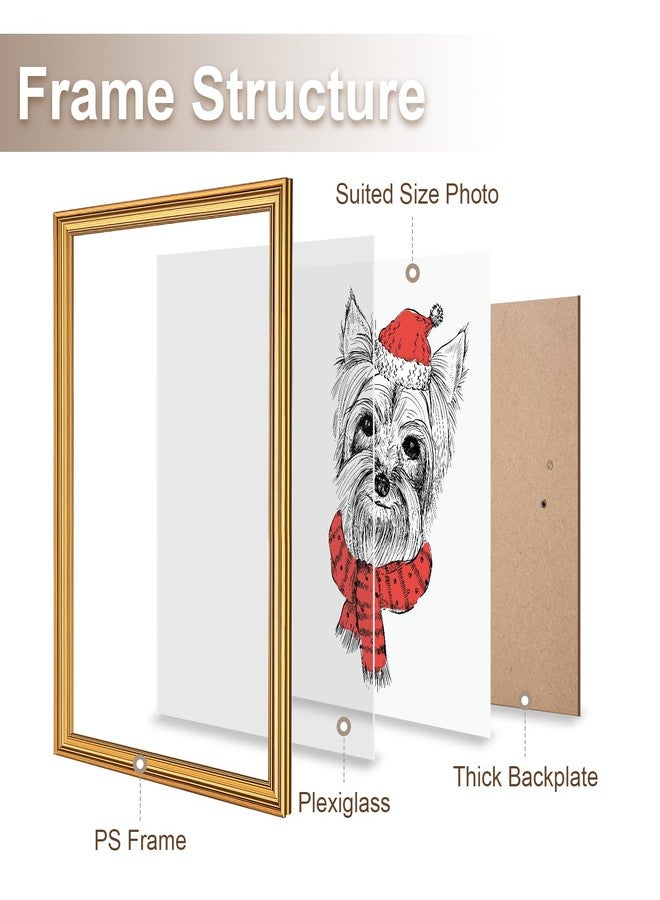 GULETHUN 16x24 Frame, Transitional Modern Design Picture Frames, 16 by 24 Rustic Poster Frame for Home Decor, Gold Vintage Photo Frames, Horizontal or Vertical Display, Choose Size & Color - Image 3