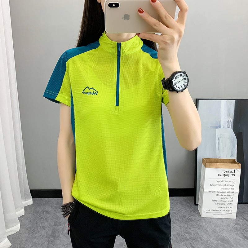 Outdoor Color-Matching Quick-Drying Clothes Women'S Short-Sleeved T-Shirt Quick-Drying Clothes Elastic Sports Sweat-Absorbent Breathable Mountaineering Short-Sleeved T-Shirt - Image 2