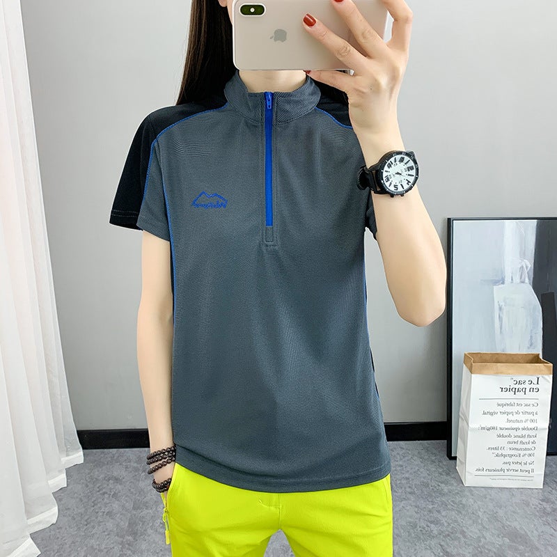 Outdoor Color-Matching Quick-Drying Clothes Women'S Short-Sleeved T-Shirt Quick-Drying Clothes Elastic Sports Sweat-Absorbent Breathable Mountaineering Short-Sleeved T-Shirt - Image 5