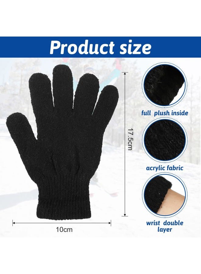 Handepo 24 Pairs Winter Magic Warm Gloves Stretchy Knit Gloves Cotton Gloves for Women Men Adults Cold Weather, Black, One size - Image 2