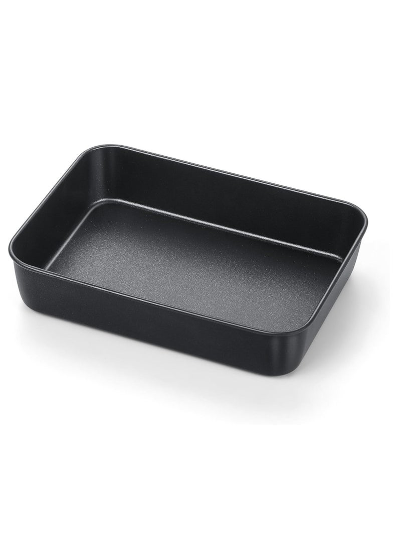 TeamFar Lasagna Pan, 9.4 x 7 x 2 Inch Stainless Steel Deep Baking Roasting Brownie Pan for Toaster Oven, Black Non-Stick Coating Rectangle Cake Pan, Healthy & Heavy Duty, Easy Clean - Image 1