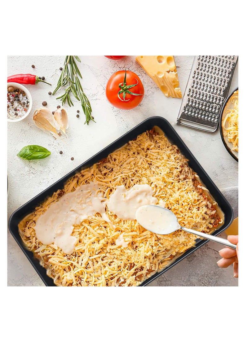 TeamFar Lasagna Pan, 9.4 x 7 x 2 Inch Stainless Steel Deep Baking Roasting Brownie Pan for Toaster Oven, Black Non-Stick Coating Rectangle Cake Pan, Healthy & Heavy Duty, Easy Clean - Image 3