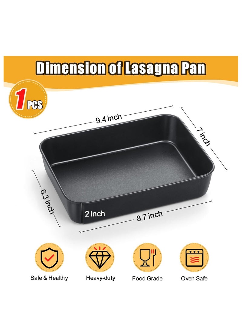 TeamFar Lasagna Pan, 9.4 x 7 x 2 Inch Stainless Steel Deep Baking Roasting Brownie Pan for Toaster Oven, Black Non-Stick Coating Rectangle Cake Pan, Healthy & Heavy Duty, Easy Clean - Image 5