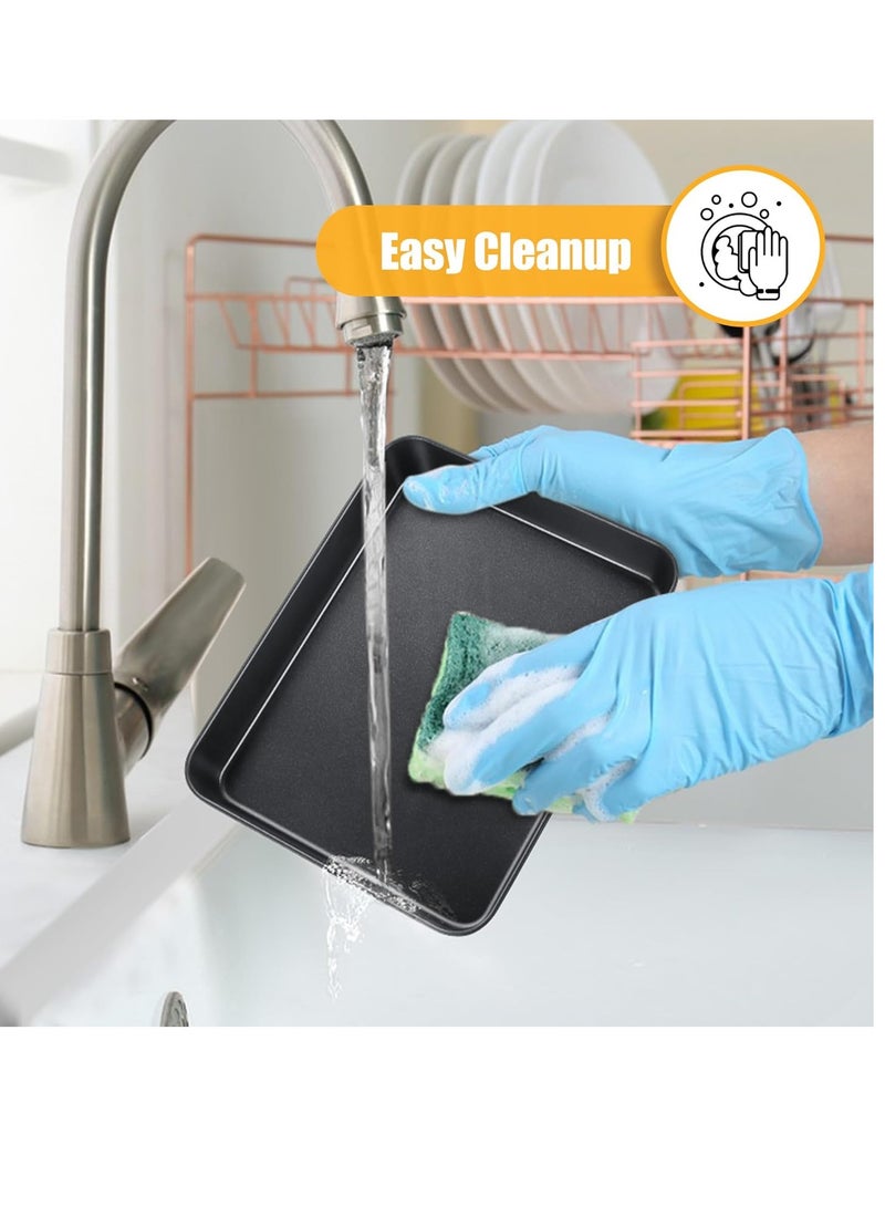 TeamFar Lasagna Pan, 9.4 x 7 x 2 Inch Stainless Steel Deep Baking Roasting Brownie Pan for Toaster Oven, Black Non-Stick Coating Rectangle Cake Pan, Healthy & Heavy Duty, Easy Clean - Image 4