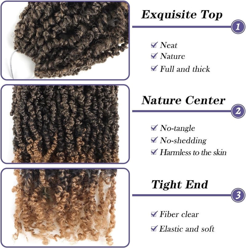 datanala Yanky Twists Crochet Braiding Hair 14 Inch 9 Packs Crochet Hair with Curls Micro Spring Twists Crochet Hair Pre-looped Curly Crochet Braids Hair Extensions for Women (T27#, 14inch) - Image 3