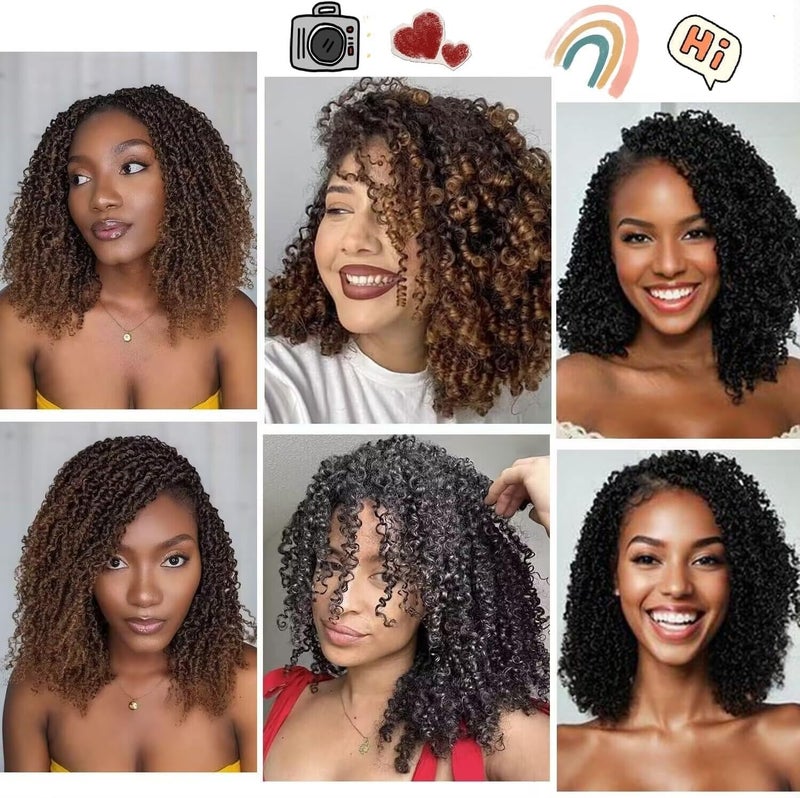 datanala Yanky Twists Crochet Braiding Hair 14 Inch 9 Packs Crochet Hair with Curls Micro Spring Twists Crochet Hair Pre-looped Curly Crochet Braids Hair Extensions for Women (T27#, 14inch) - Image 5
