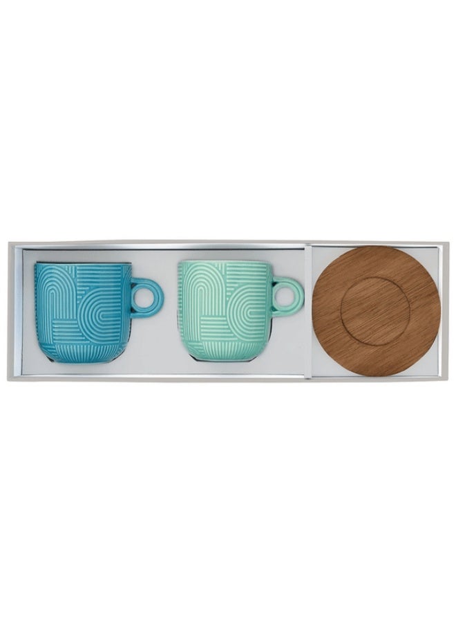 Easy Life 2-Piece Take a Loop Dishwasher Safe Cup and Saucer Set Blue and Green 250ml - Image 4