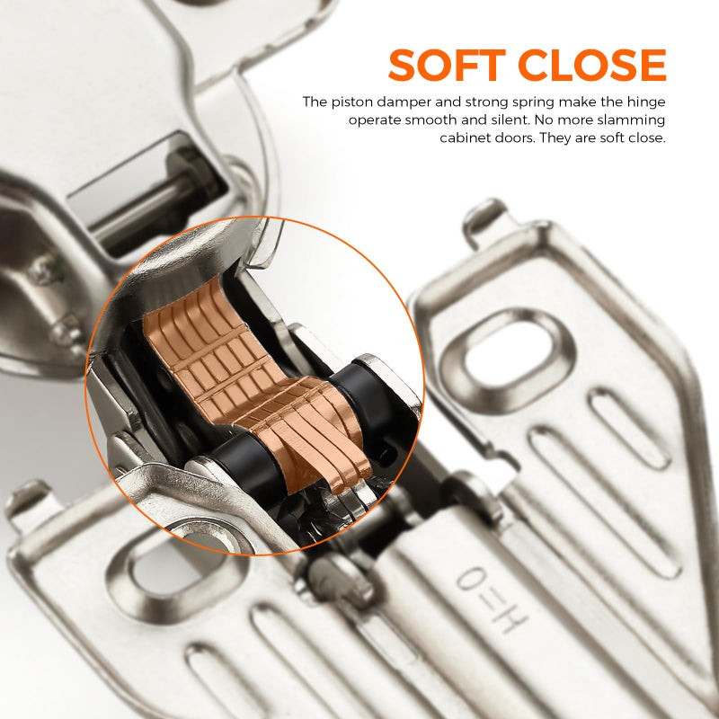 JOY DECOR Full Overlay 4 Packs (2 Pairs) Concealed Kitchen Cabinet Hinges 105 Degree Soft Close Adjustable Cabinet Door Hinges for Face Frame Cabinet - Image 3