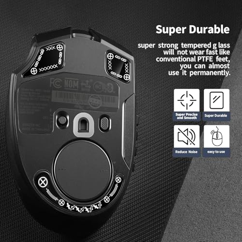 immoenuc Glass Mouse Skates for Razer Naga V2 Pro Wireless Gaming Mouse Feet Pads Smooth Durable Game Mice Accessories Slimmer Toughened Glass Fabrication (Printing Pattern) - Image 3