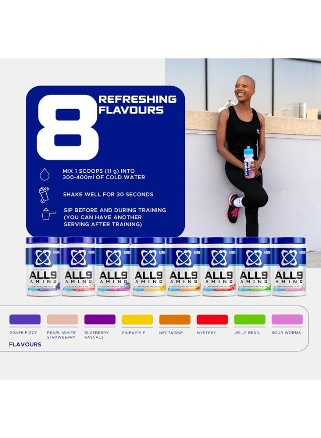 USN Perfect Ratio ALL9 Amino Blueberry Rascals – Full Spectrum BCAA & EAA Muscle Recovery Formula - Image 2