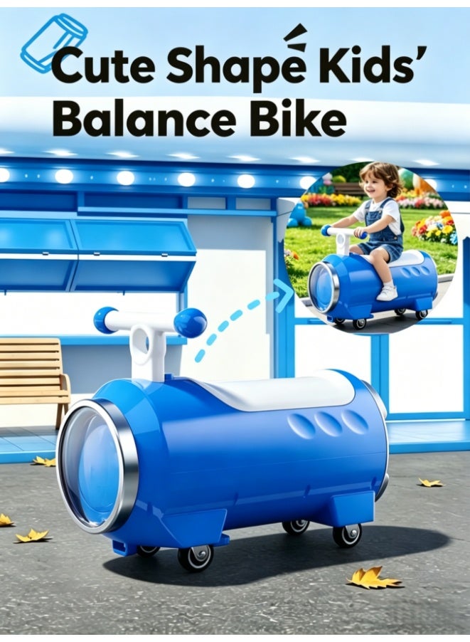 RGB Light Up Toddler Balance Bike with Early Childhood Music, Silent 360° Wheels, Storage Basket, Safe & Stable Design for Boys Girls, Ideal Gift for Families (Blue) - Image 1