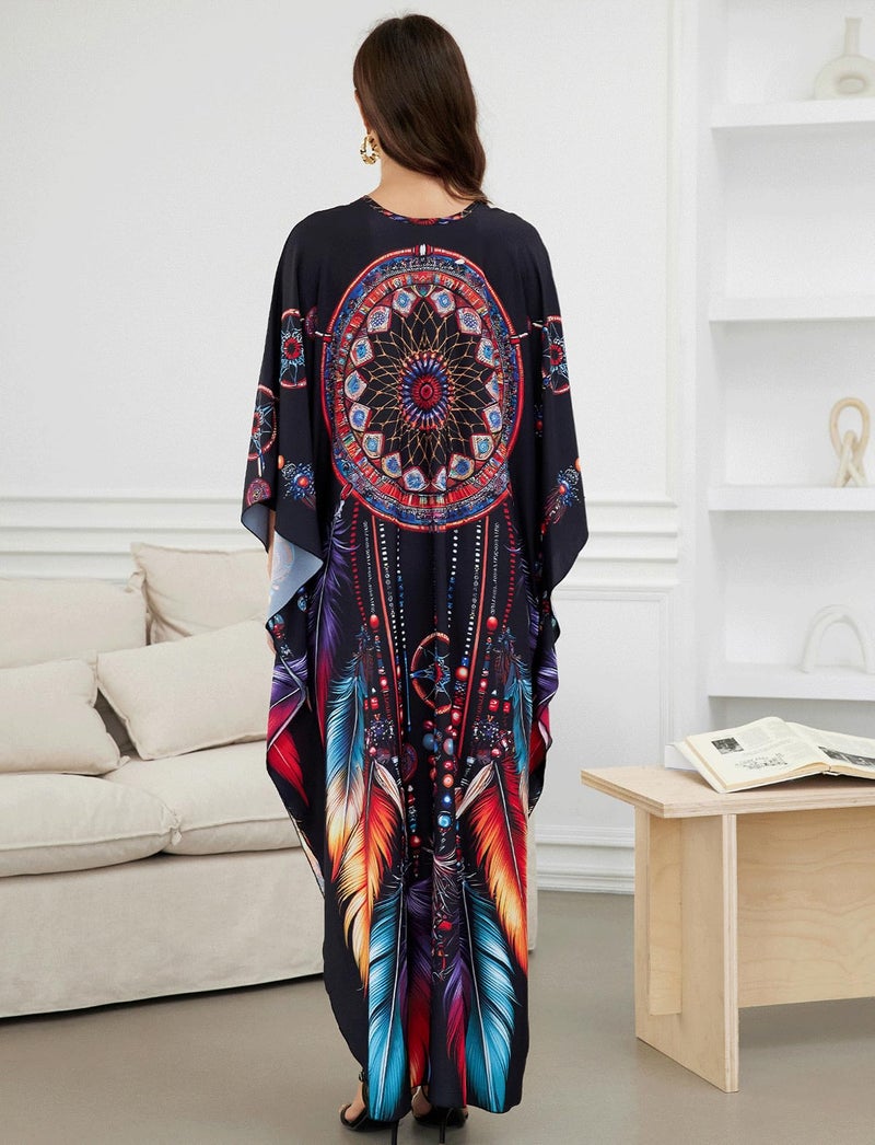 KECVOT Kaftan Dresses for Women Plus Size Batwing Sleeve Caftans Long Bathing Suit Cover Up Maxi Beach Dress Loungewear - Image 4