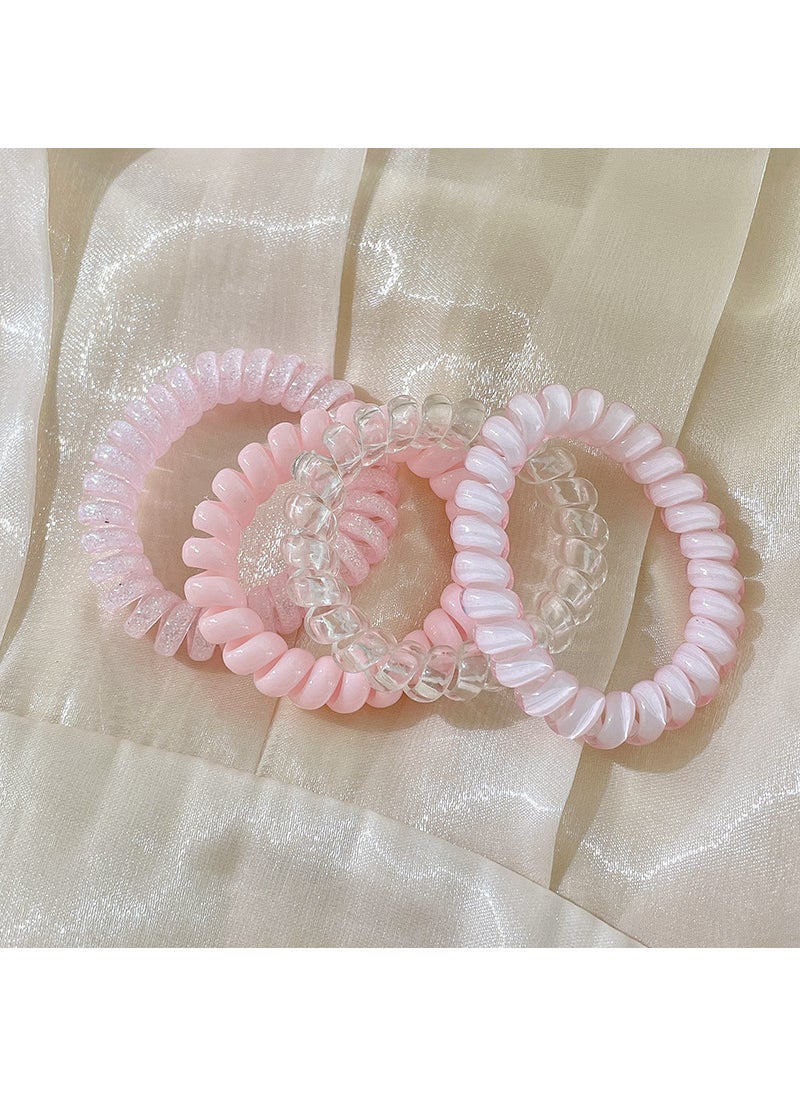 Loquat Elegant Hair Ties Elastic Bands 2023 2# bright light pink transparent color 4 piece opp bag