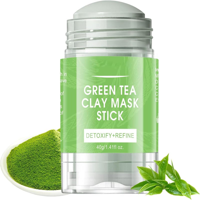 Green Tea Clay Mask Stick Face Masks Skincare With Green Tea Extract Deep Cleanse Mask Moisturizing Cleansing Face Mask for All Skin Types 40g