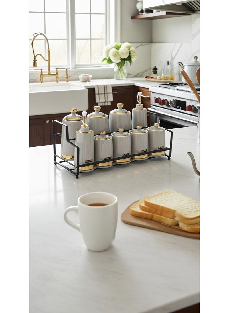 A set of spice jars with a stand - Image 3