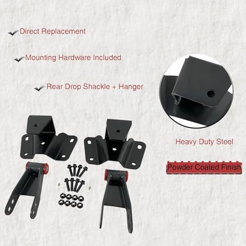 BST BSSP 4" Drop Kit Leveling Lowering Shackles Hangers Kits Compatible with 1973-1996 F-ord F-150 F100 Rear Drop Hangers & Shackles Drop Kit Lowering - Image 2