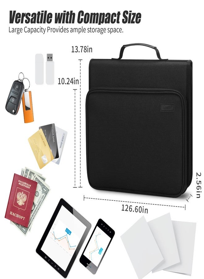 Uquelic Accordion File Organizer Binder with Multi Pockets, Expanding File Folders with 13 Pockets, Handle and Labels, Portable Home Travel Safe Storage for Letter A4 Files and More (Black) - Image 4